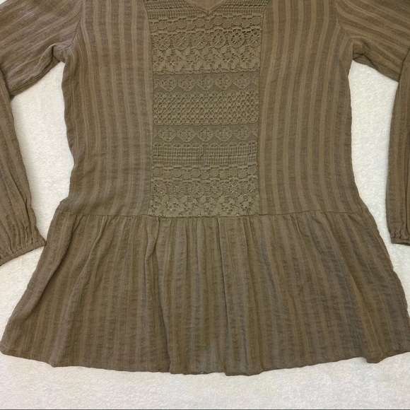 Knox Rose Olive Green Long Sleeve Crochet Blouse - Picture 5 of 16
